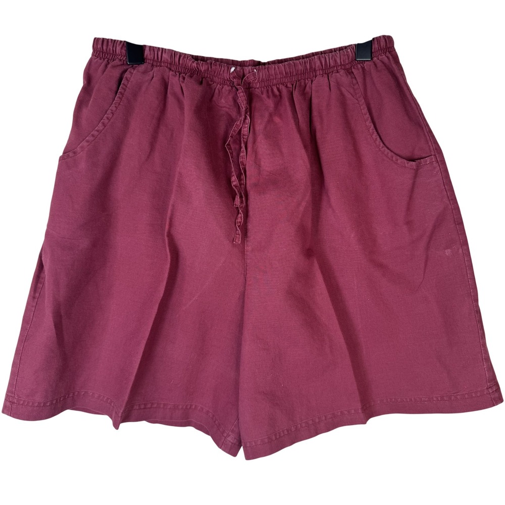 Kathy Ireland Shorts Womens Large Red Burgundy Casual Drawstring Pockets Summer